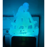 MultiColor acrylic and plastic Love AC Adapter Night Lamp, laser-engraved 3D illusion design for living room, bedroom, and more. Safe, low energy consumption, no foul odors or chemical coatings